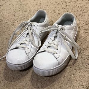 PUMA SHOES SNEAKERS PLATFORM TRAINERS KICKS WHITE LEATHER RUBBER OUTSOLE Size 8